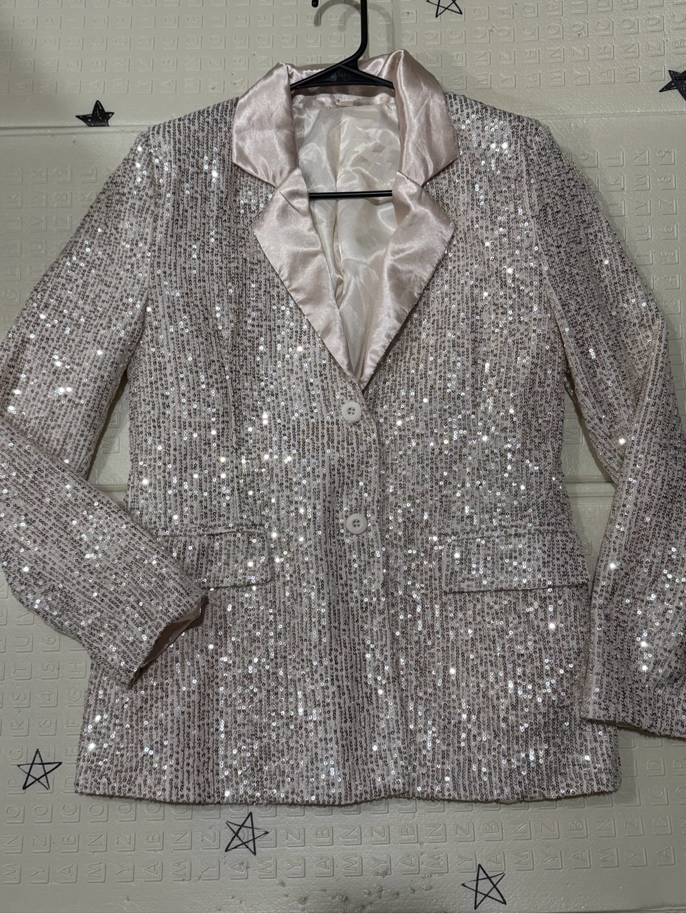 Sequin Blazer Jacket in Light Pink